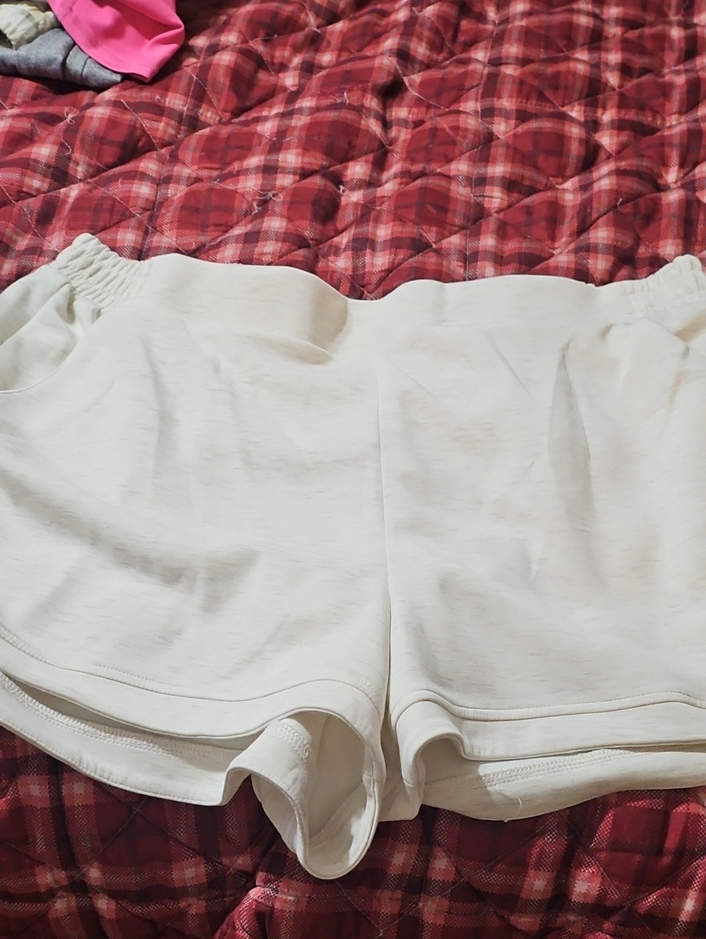 Avia Cream Athletic Lounge Shorts with Elastic Waist